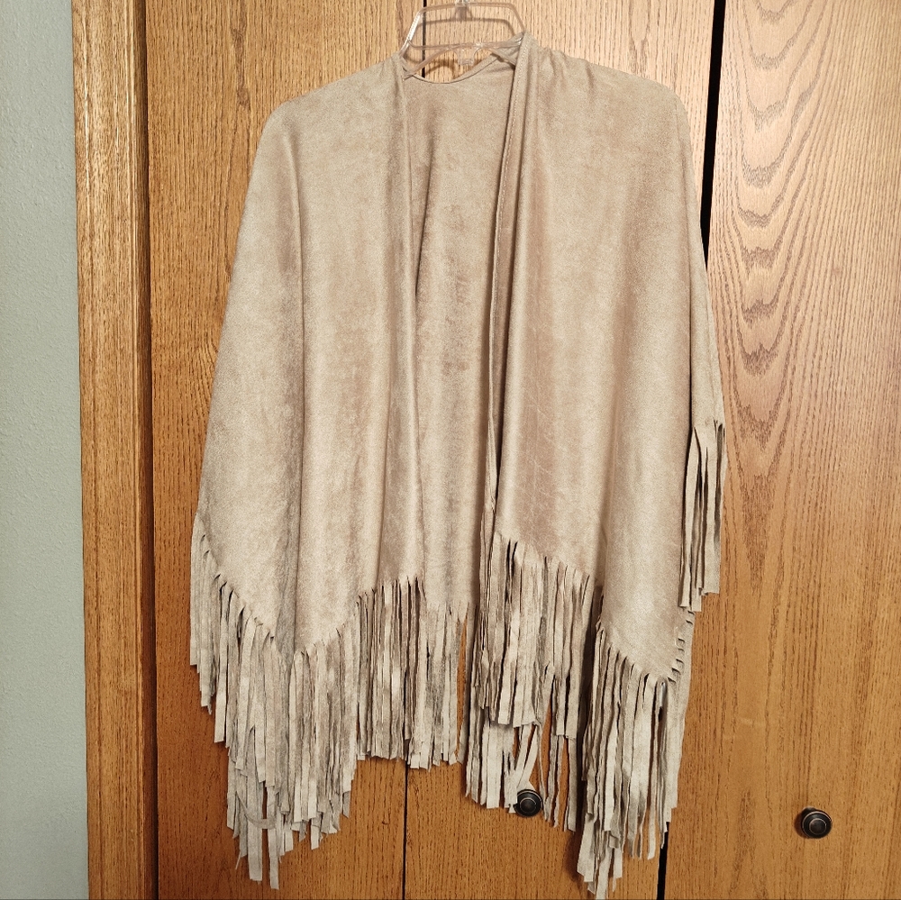 Fringed Tan Poncho